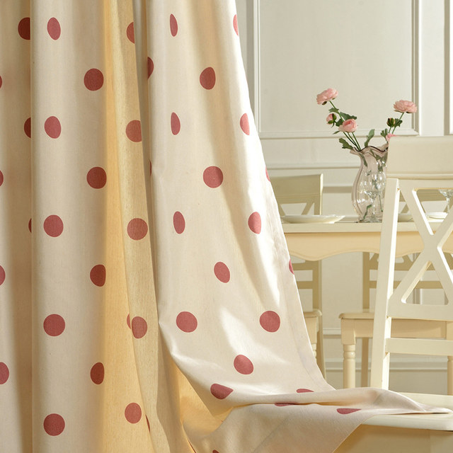 Pink Polka Dot Print Curtain 1