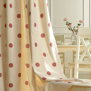 Pink Polka Dot Print Curtain