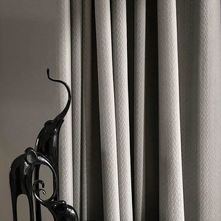 Scandinavian Basketweave Morandi Gray Embossed Velvet Blackout Curtains 1