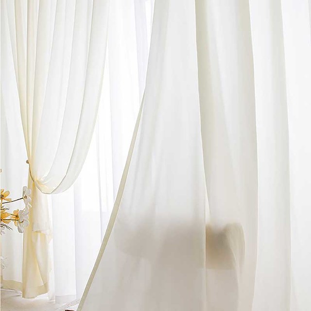 Grace Textured Cream Heavy Sheer Curtain 1