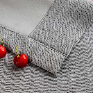 Zigzag Twill Charcoal Gray Blackout Curtain Drapes 3