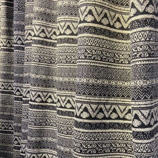 Aztec Ikat Black and White Horizontal Striped Geometric Curtain