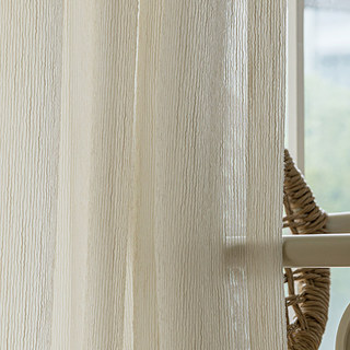 Fleecy Cloud Cream Textured Striped Sheer Curtain 5