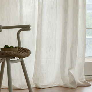 Fleecy Cloud Cream Textured Striped Sheer Curtain 4