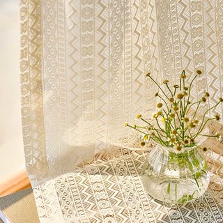 Gypsy Harmony Geometric Cream Boho Lace Net Curtain