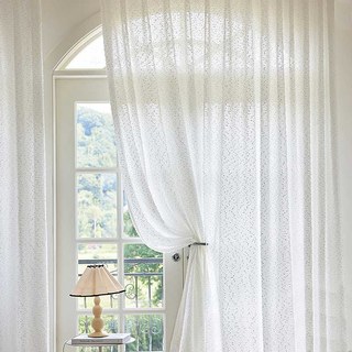 Ripple Wave Tweed Inspired Ivory White Glittery Sheer Curtain 3