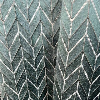 Elegante Art Deco Chevron Geometric Teal Curtain