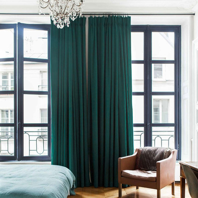 Fine Teal Green Velvet Curtain 1