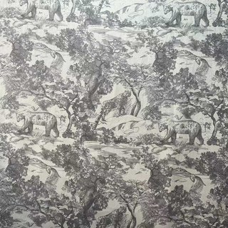 Forest Tale Toile de Jouy Bear Leopard Owl Gray Blackout Animal Chenille Curtains