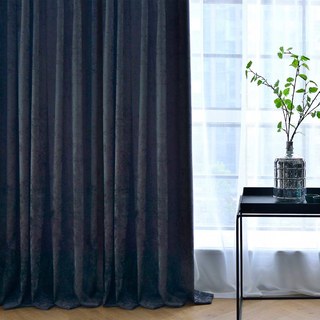 LuxeTouch Charcoal Dark Gray Chenille Curtain Drapes 1
