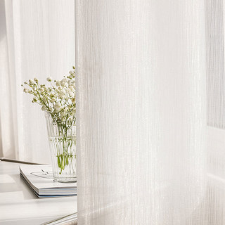Paris Cascade Shimmering Striped White Organza Sheer Curtain 3