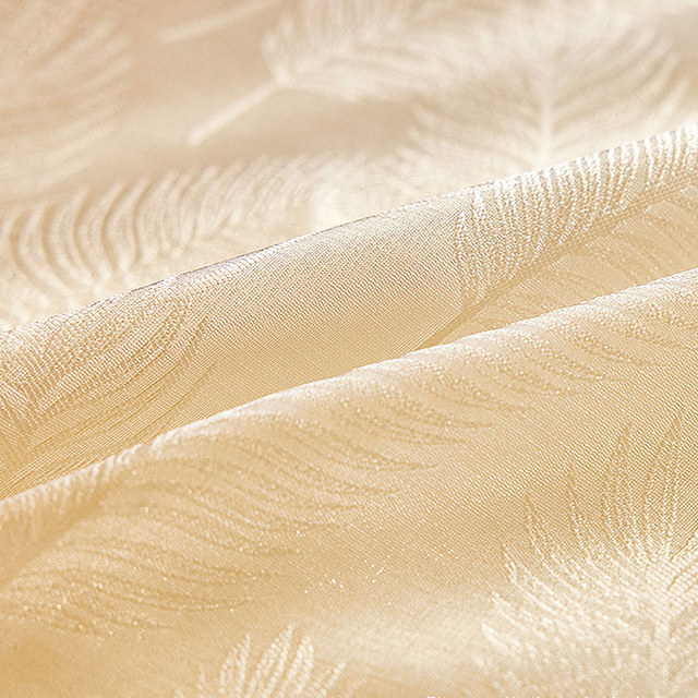 Feathered Fantasy Champagne Gold Shimmering Organza Sheer Curtain 1