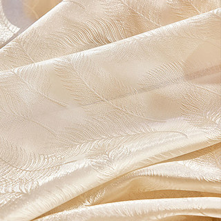 Feathered Fantasy Champagne Gold Shimmering Organza Sheer Curtain 5