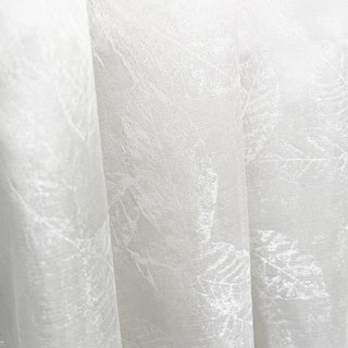 Shimmering Leaves Ivory White Organza Sheer Curtain 4