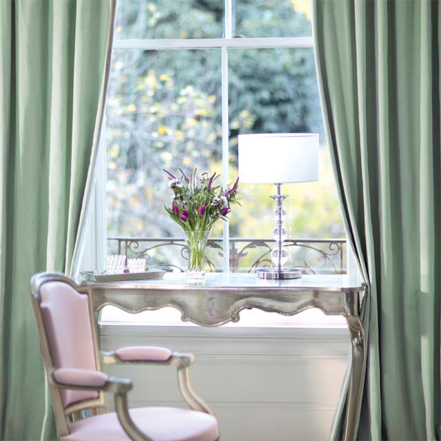 Fine Sage Duck Egg Green Matte Velvet Curtain 1