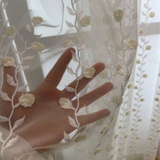 Floral Fantasy 3D Embroidered Scallop Edged Ivory White Sheer Curtain 4
