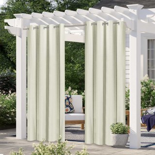 Del Mar Waterproof Blackout Cream Linen Style Outdoor Curtain