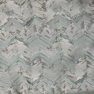 Zigzag Symphony Chevron Duck Egg Blue Faux Silk Modern Geometric Curtains