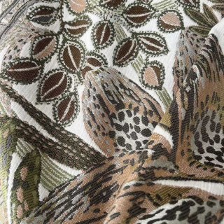 Exotic Foliage Flair Retro Tropical Leaf Olive Green & Brown Blackout Curtain 3