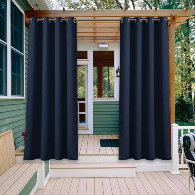 Malibu Waterproof Light Filtering Navy Blue Outdoor Curtain 1