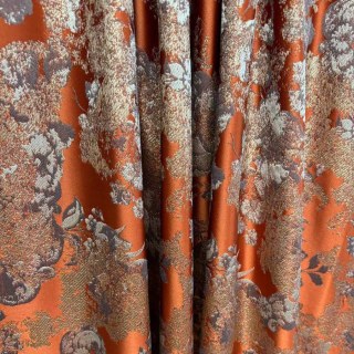 Floral Reverie Jacquard Terracotta Orange Curtains 2