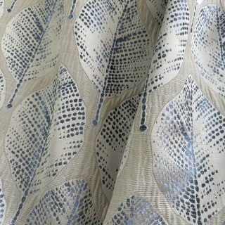 Leaf Dance Luxury Jacquard Cream and Blue Floral Curtains 5