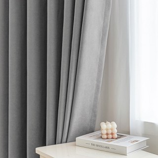 Smart Space Double Sided Light Gray Vegan Suede Curtains 2