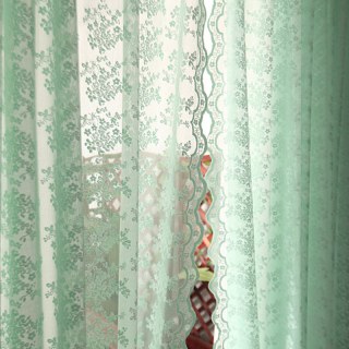 Posey Pastel Green Floral Lace Net Curtains 2