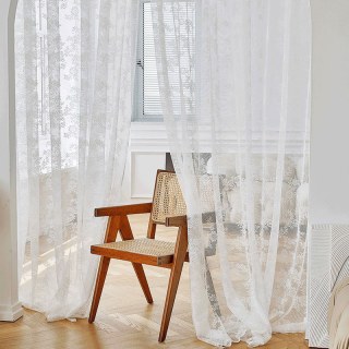 Posey Ivory White Floral Sheer Lace Net Curtains 3