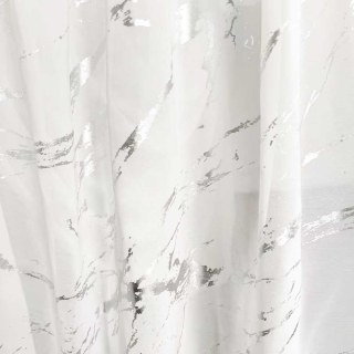 Lunar Marble Abstract White and Silver Sheer Curtains 2