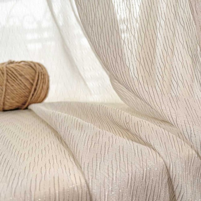 Whisper Wave Shimmering Cream Sheer Mesh Net Curtains 1