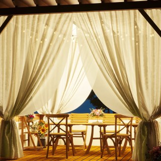 Avila Waterproof Textured Cream Yellow Outdoor Sheer Curtain 2