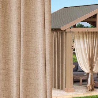 Endless Summer Waterproof Cream Oatmeal Linen Style Outdoor Sheer Curtain 1
