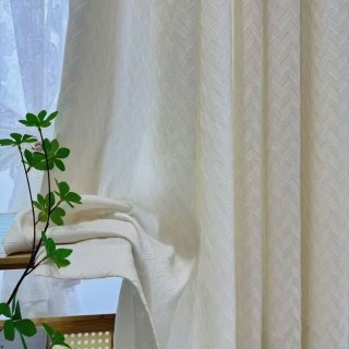 Chevron Mist Geometric Cream Heavy Sheer Curtain