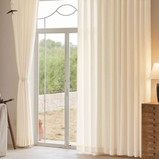 Chevron Mist Geometric Ivory White Heavy Sheer Curtain 3