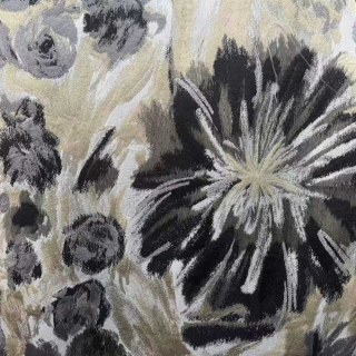 Noir Petals Black and Cream Abstract Floral Curtains 1