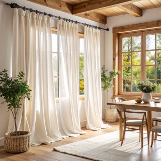 Cotton Club Ivory White Sheer Curtain