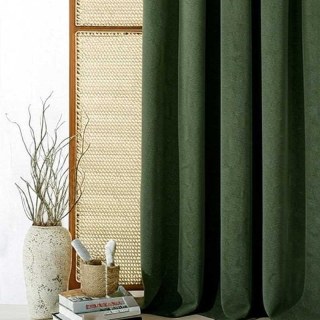 Double Plush Olive Green Chenille Blackout Curtain