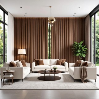 Fine Coffee Brown Matte Velvet Curtains 1
