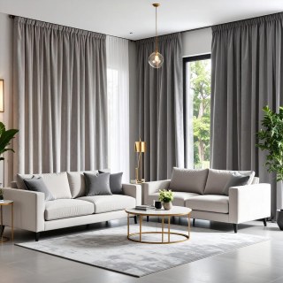 Fine Light Gray Velvet Curtain Drapes