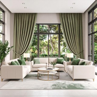 Fine Sage Duck Egg Green Matte Velvet Curtain 1