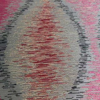 Ikat Ripples Black Magenta Red Ogee Geometric Curtains with Gold Details 6
