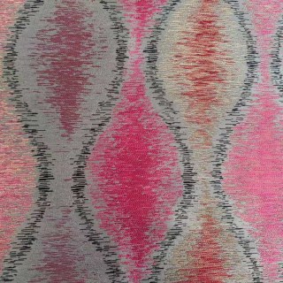 Ikat Ripples Black Magenta Red Ogee Geometric Curtains with Gold Details 1