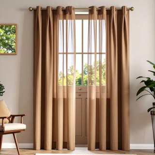 Luxe Coffee Brown Sheer Curtain