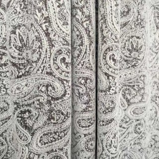 Midnight Paisley Heavyweight Taupe Dark Brown Floral Chenille Curtain 4