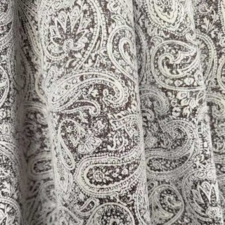 Midnight Paisley Heavyweight Taupe Dark Brown Floral Chenille Curtain 1
