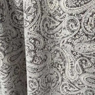 Midnight Paisley Heavyweight Taupe Dark Brown Floral Chenille Curtain 3
