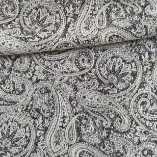 Midnight Paisley Heavyweight Taupe Dark Brown Floral Chenille Curtain 5