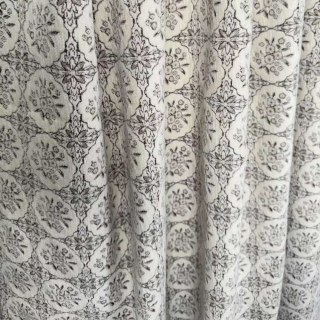 Rose Medallion Heavyweight Black and White Floral Chenille Curtain 3