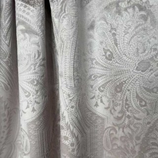 Royal Mirage Cream Taupe Damask Velvet Curtain 1